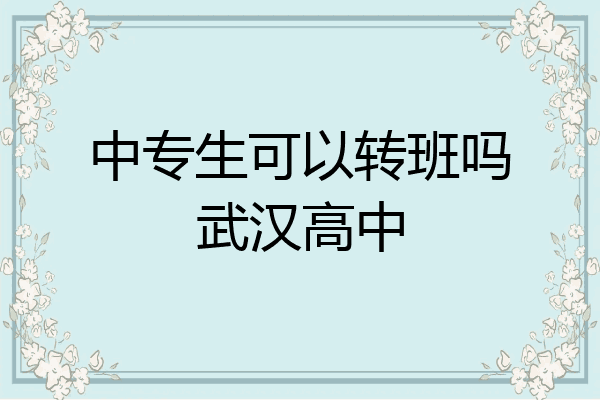 中专生可以转班吗武汉高中