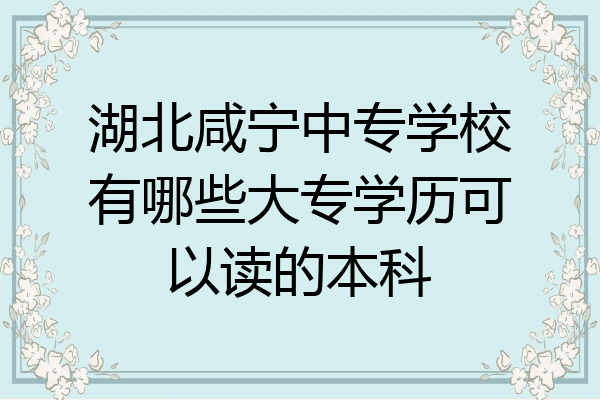 湖北咸宁中专学校有哪些大专学历可以读的本科