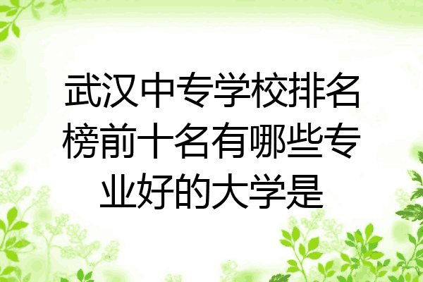 武汉中专学校排名榜前十名有哪些专业好的大学是