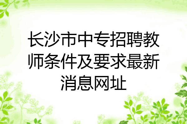 长沙市中专招聘教师条件及要求最新消息网址
