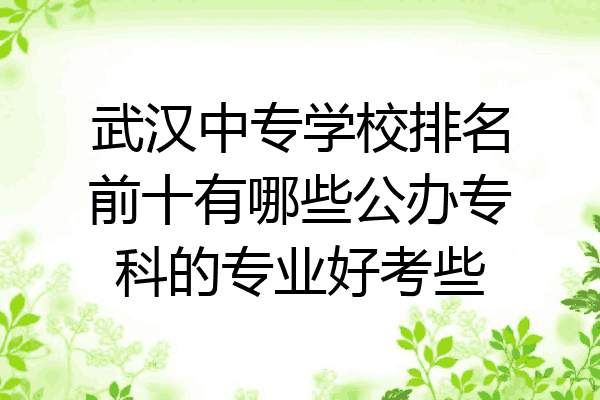 武汉中专学校排名前十有哪些公办专科的专业好考些