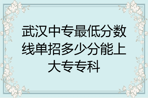 武汉中专最低分数线单招多少分能上大专专科