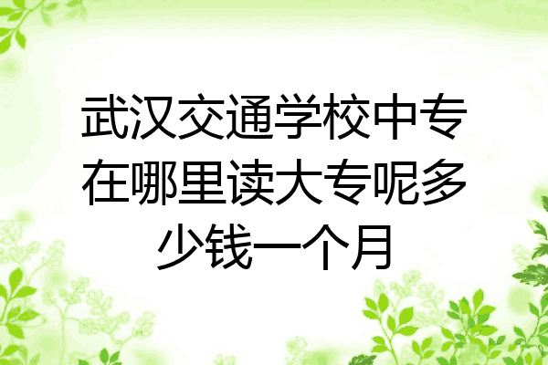 武汉交通学校中专在哪里读大专呢多少钱一个月