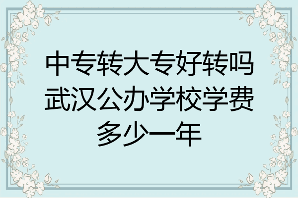 中专转大专好转吗武汉公办学校学费多少一年