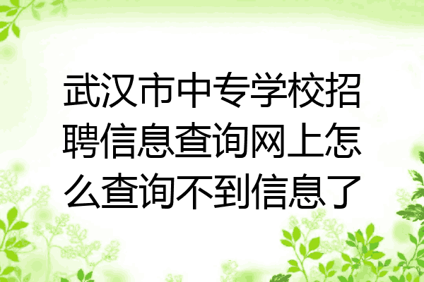 武汉市中专学校招聘信息查询网上怎么查询不到信息了