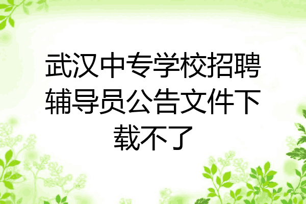 武汉中专学校招聘辅导员公告文件下载不了