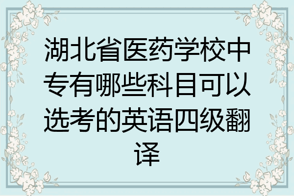 湖北省医药学校中专有哪些科目可以选考的英语四级翻译