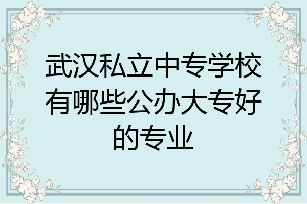 武汉私立中专学校有哪些公办大专好的专业