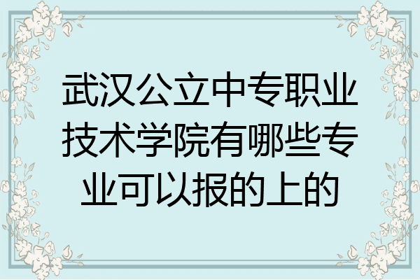 武汉公立中专职业技术学院有哪些专业可以报的上的