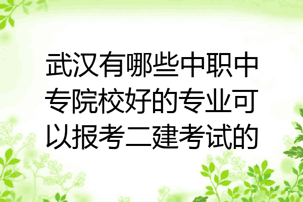 武汉有哪些中职中专院校好的专业可以报考二建考试的
