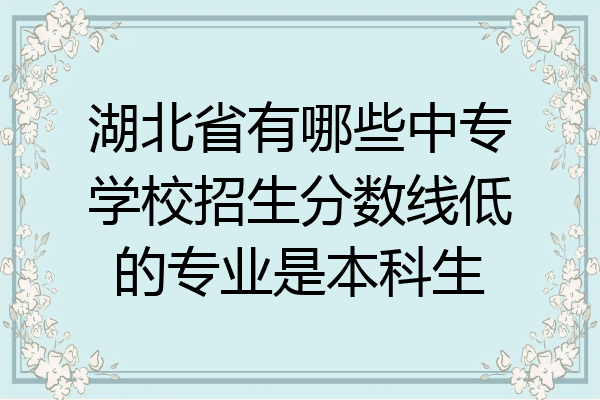湖北省有哪些中专学校招生分数线低的专业是本科生