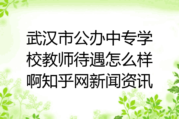 武汉市公办中专学校教师待遇怎么样啊知乎网新闻资讯
