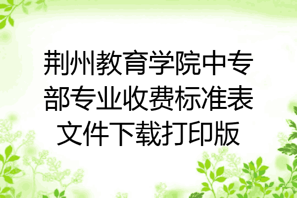 荆州教育学院中专部专业收费标准表文件下载打印版
