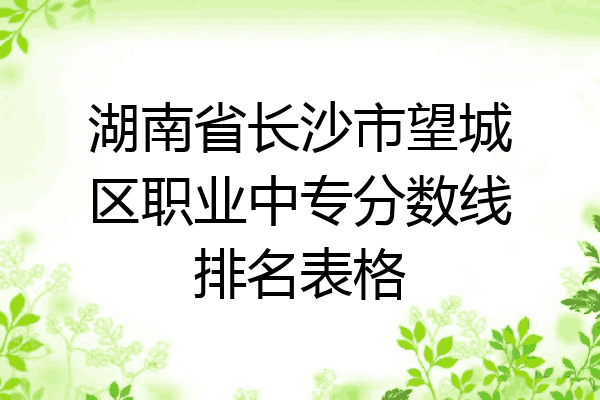 湖南省长沙市望城区职业中专分数线排名表格