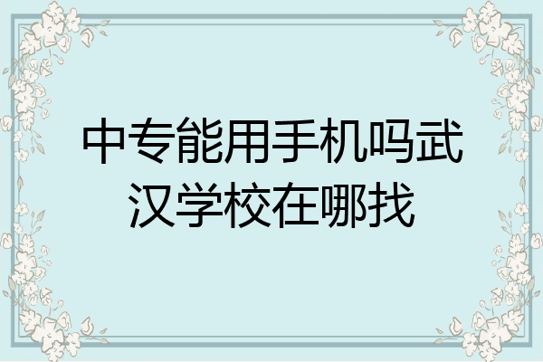 中专能用手机吗武汉学校在哪找