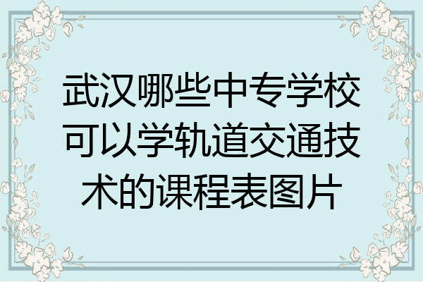 武汉哪些中专学校可以学轨道交通技术的课程表图片