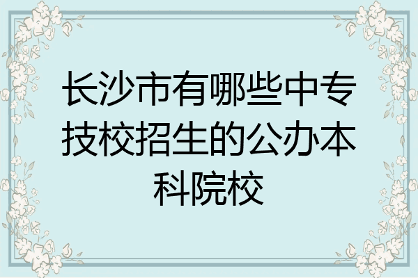 长沙市有哪些中专技校招生的公办本科院校