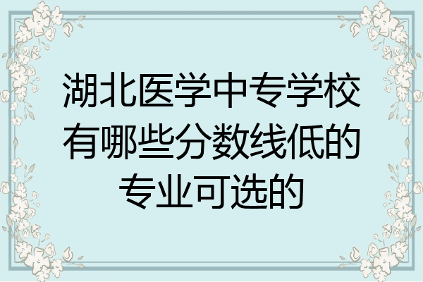 湖北医学中专学校有哪些分数线低的专业可选的