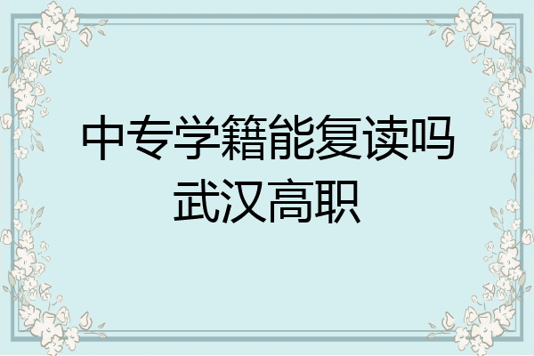 中专学籍能复读吗武汉高职
