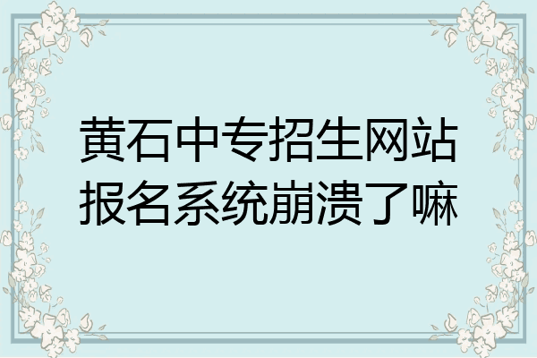 黄石中专招生网站报名系统崩溃了嘛