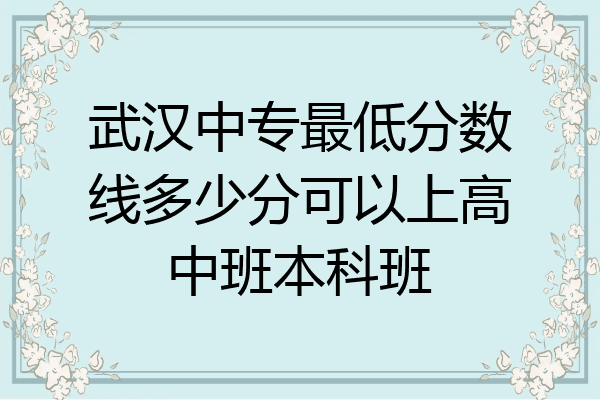 武汉中专最低分数线多少分可以上高中班本科班
