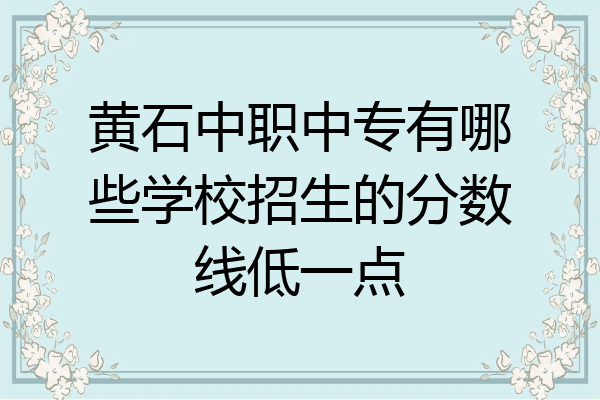 黄石中职中专有哪些学校招生的分数线低一点