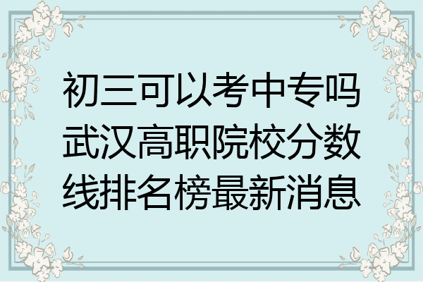 初三可以考中专吗武汉高职院校分数线排名榜最新消息