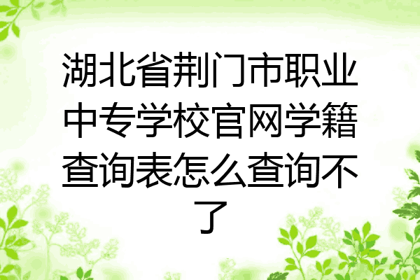 湖北省荆门市职业中专学校官网学籍查询表怎么查询不了