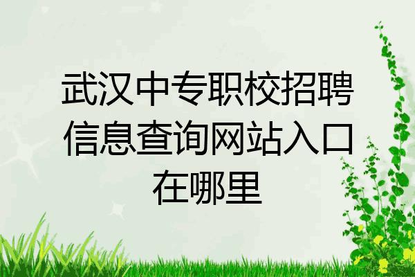 武汉中专职校招聘信息查询网站入口在哪里