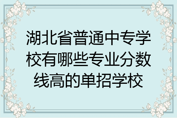 湖北省普通中专学校有哪些专业分数线高的单招学校