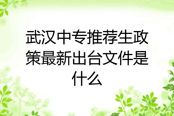 武汉中专推荐生政策最新出台文件是什么