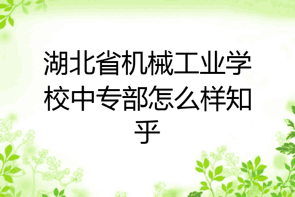 湖北省机械工业学校中专部怎么样知乎