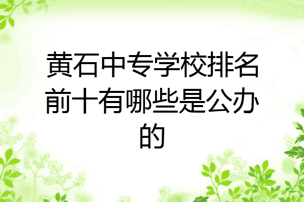 黄石中专学校排名前十有哪些是公办的