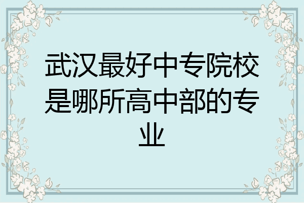 武汉最好中专院校是哪所高中部的专业