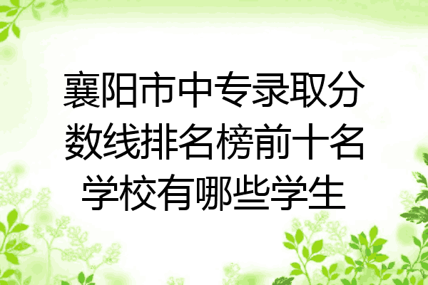 襄阳市中专录取分数线排名榜前十名学校有哪些学生