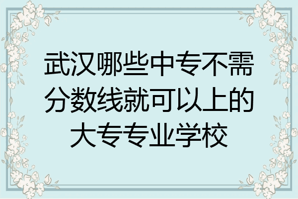 武汉哪些中专不需分数线就可以上的大专专业学校