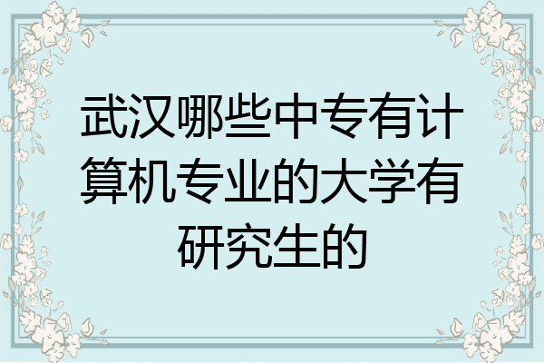 武汉哪些中专有计算机专业的大学有研究生的