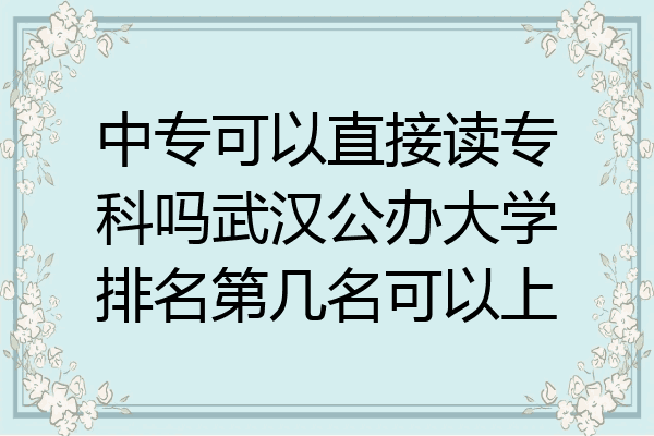 中专可以直接读专科吗武汉公办大学排名第几名可以上