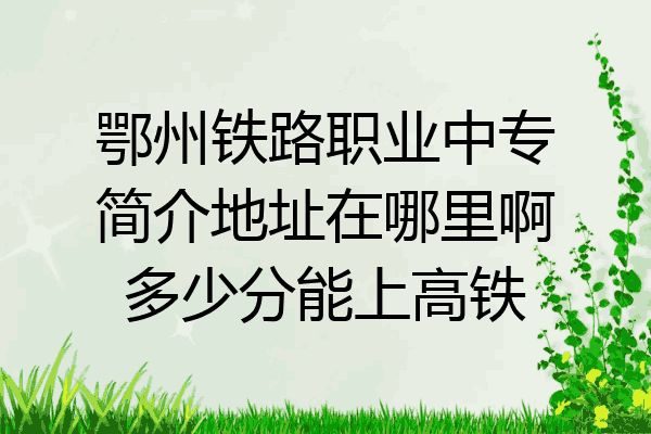 鄂州铁路职业中专简介地址在哪里啊多少分能上高铁