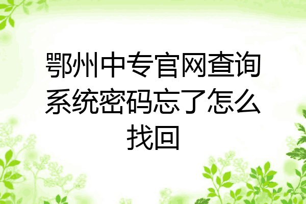 鄂州中专官网查询系统密码忘了怎么找回