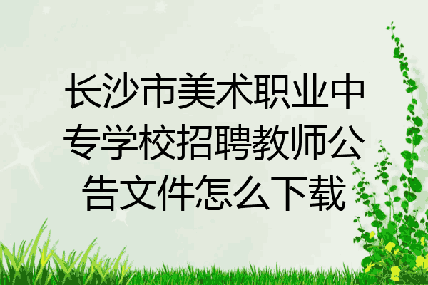 长沙市美术职业中专学校招聘教师公告文件怎么下载