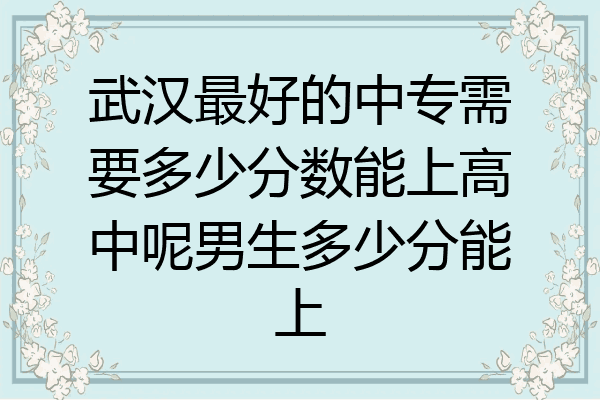 武汉最好的中专需要多少分数能上高中呢男生多少分能上