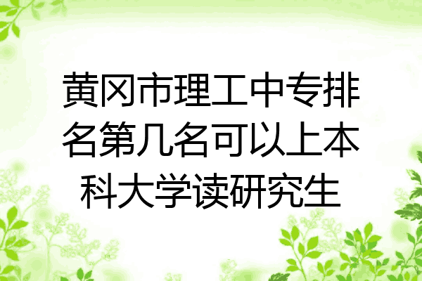 黄冈市理工中专排名第几名可以上本科大学读研究生