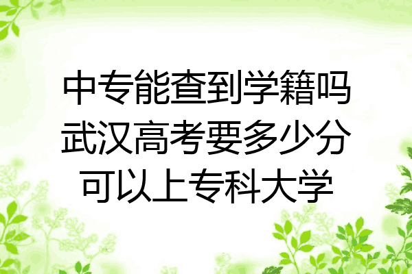 中专能查到学籍吗武汉高考要多少分可以上专科大学