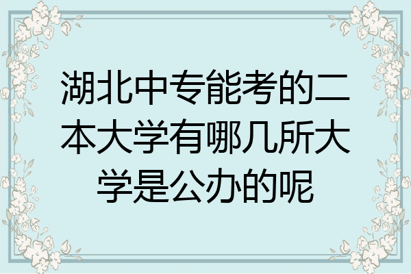 湖北中专能考的二本大学有哪几所大学是公办的呢
