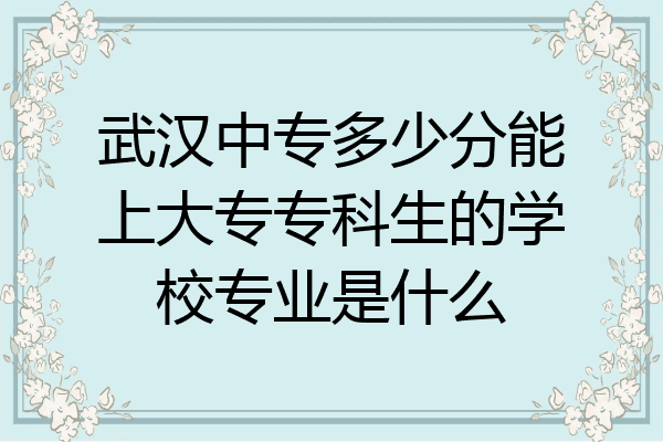 武汉中专多少分能上大专专科生的学校专业是什么