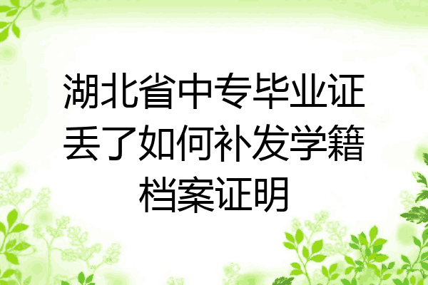 湖北省中专毕业证丢了如何补发学籍档案证明
