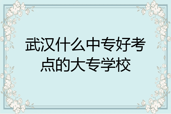 武汉什么中专好考点的大专学校