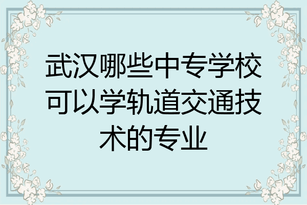 武汉哪些中专学校可以学轨道交通技术的专业