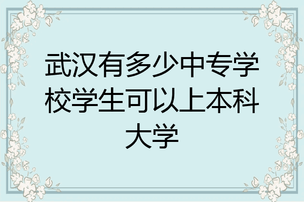 武汉有多少中专学校学生可以上本科大学